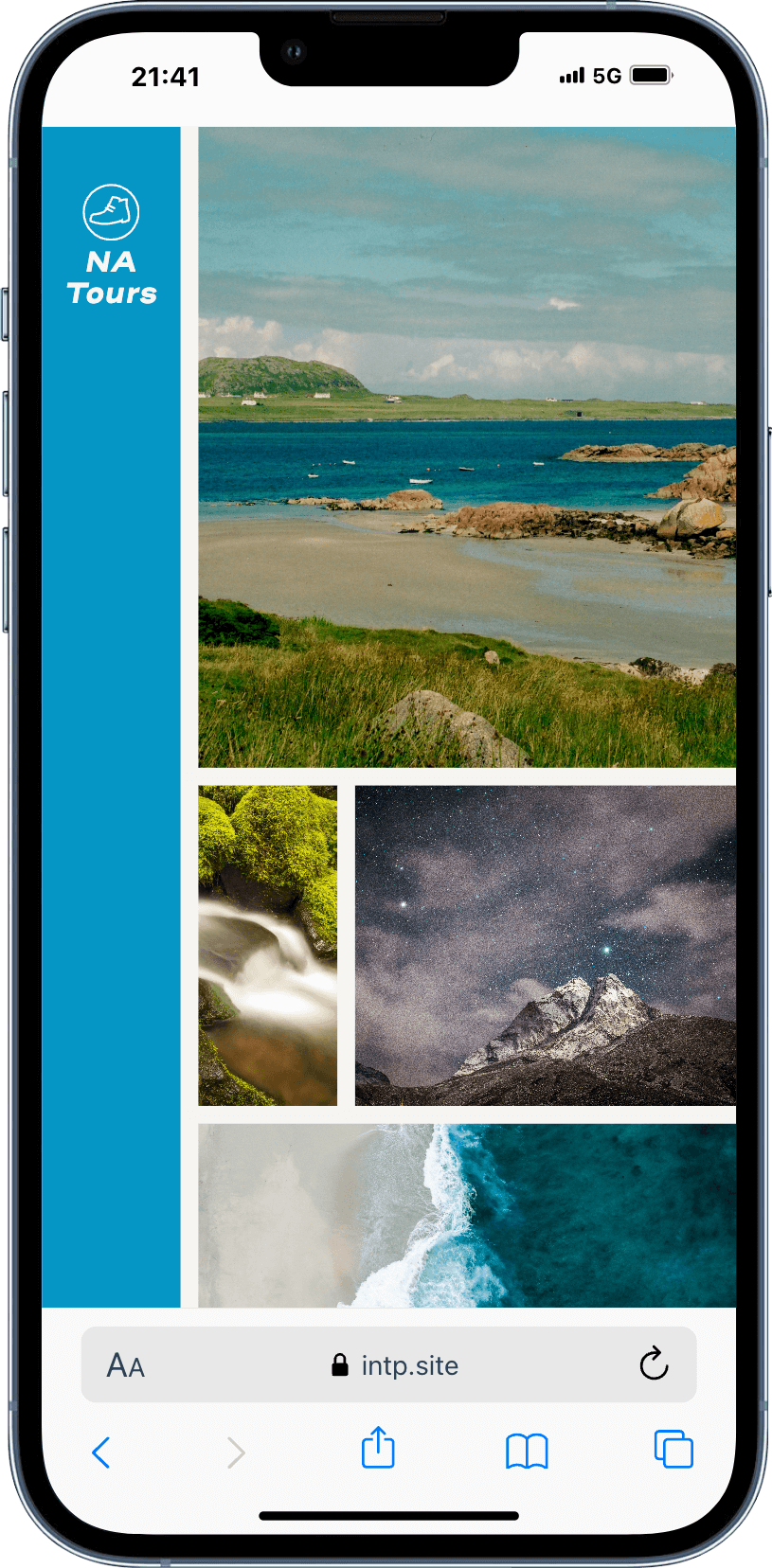 NA Toursのサイト(iPhone)画像